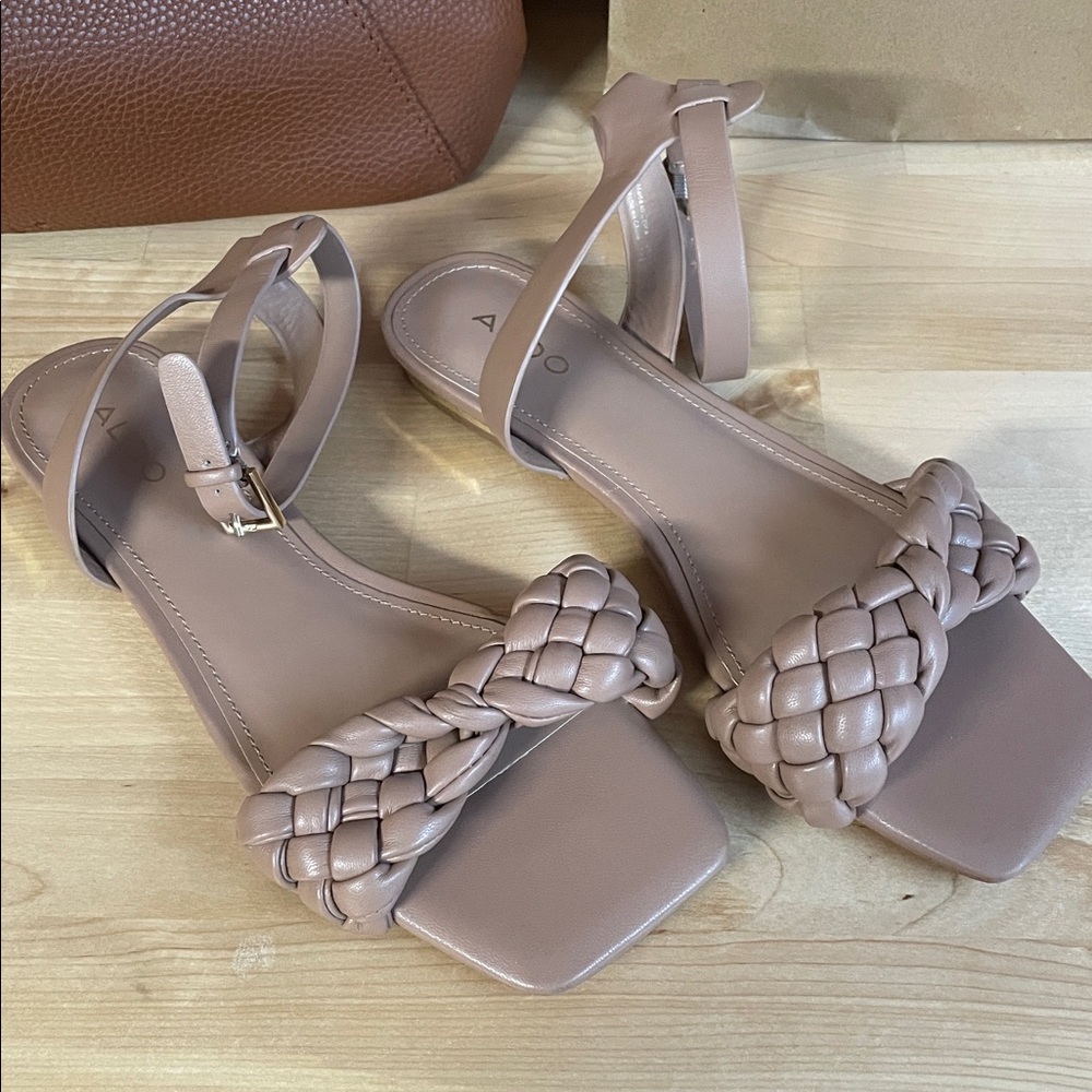 Aldo Taupe Braided Strap Sandals